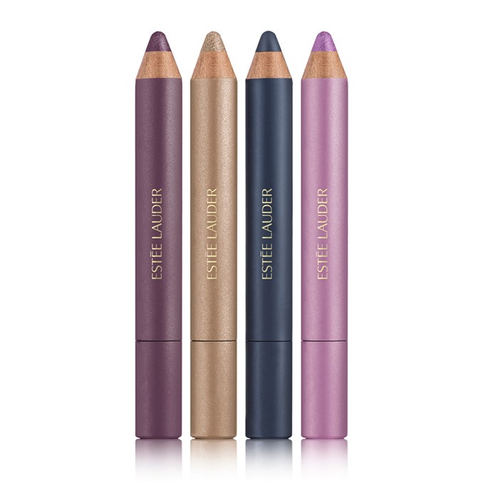 Estée Lauder Magic Smoky Powder Shadow Sticks in Charred Plum, Scorched Gold, Indigo Smoke and Pink Charcoal