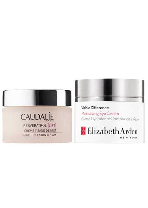 Caudalie Resveratrol Night Infusion Cream and Elizabeth Arden Visible Difference Moisturizing Eye Cream