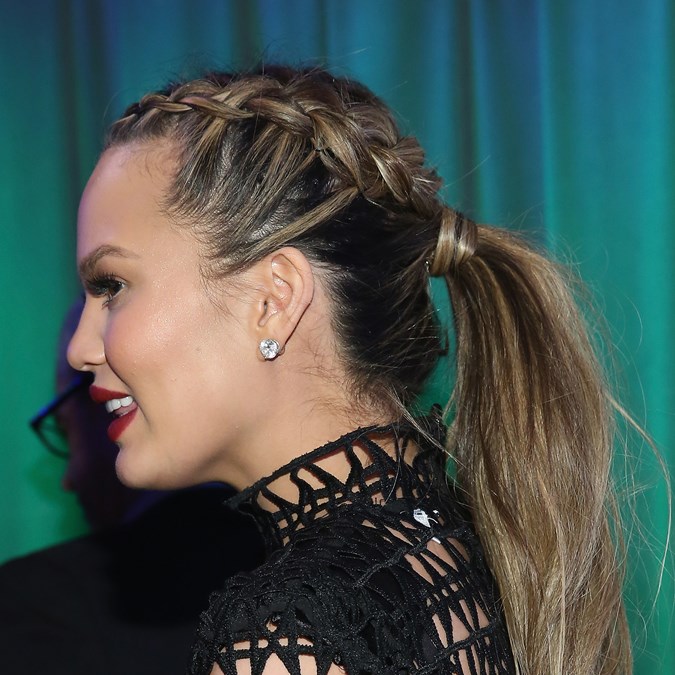 Chrissy Teigen braid ponytail