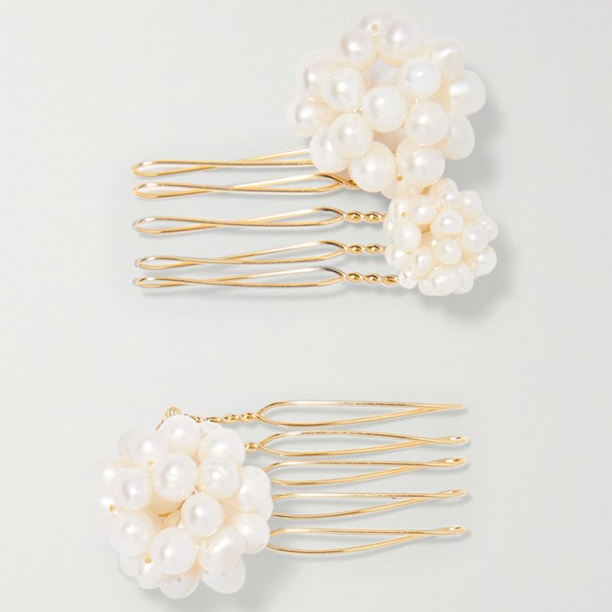 lelet gold pearl hair slides